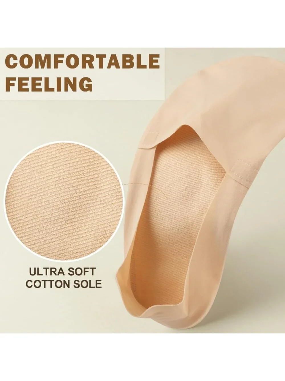 🧦Women's Nude No Show Socks 6 Pairs Non Slip Low Cut Invisible Liner